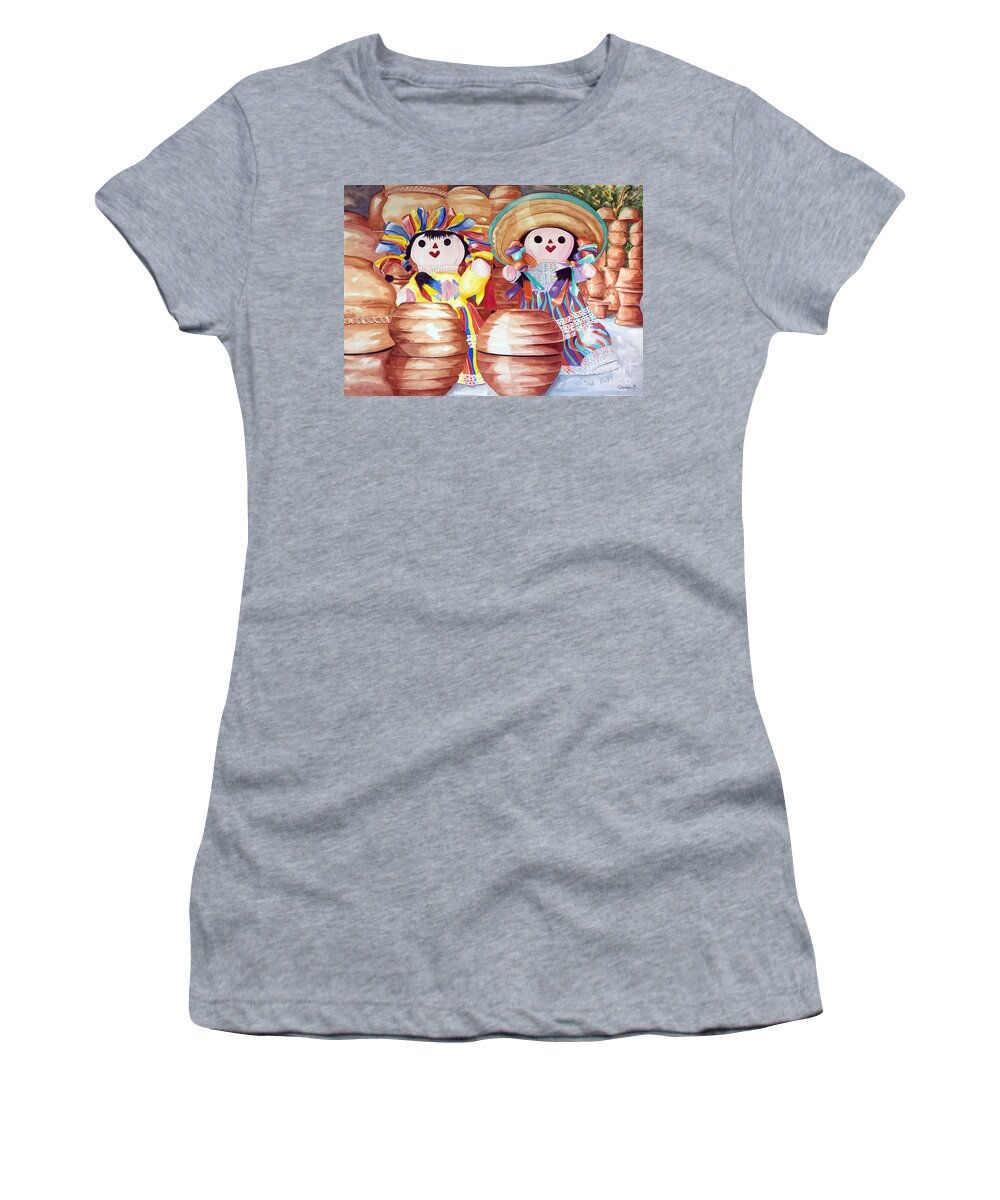 Girls Women's T-Shirt featuring the painting Peek-A-Boo Pots by Kandyce Waltensperger