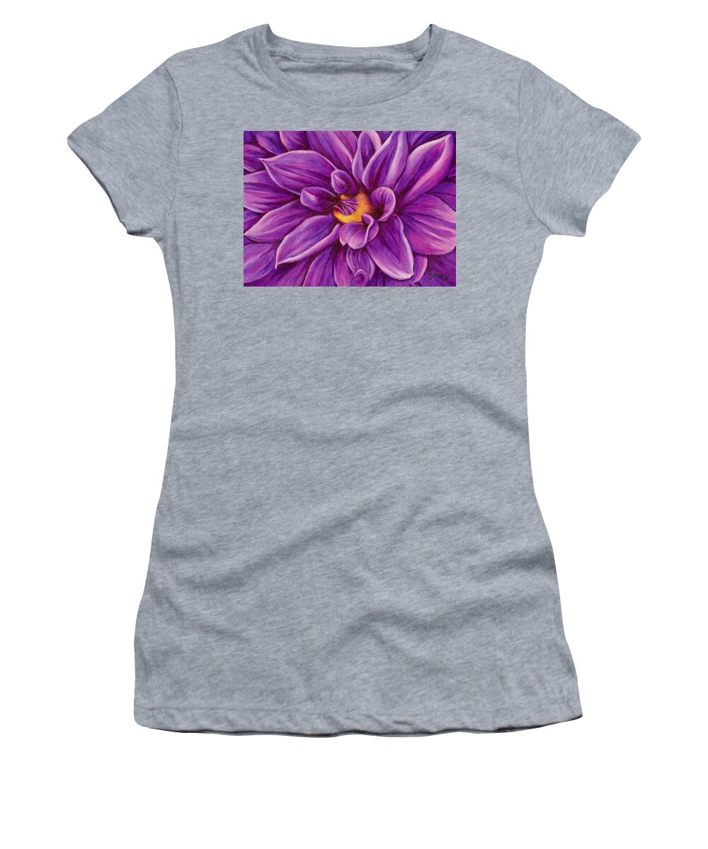Floral Women's T-Shirt featuring the drawing Pencil Dahlia by Janice Dunbar