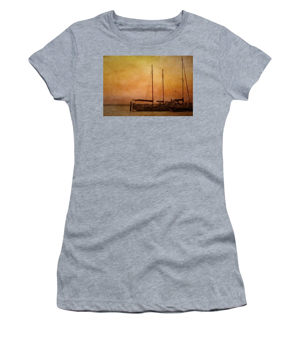 Sunset Women's T-Shirt featuring the photograph Pensacola Harbor by Kim Hojnacki