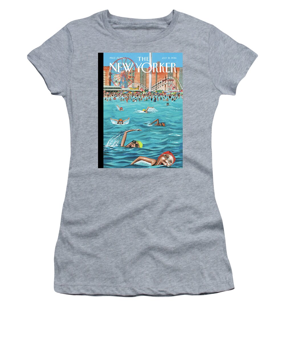 Beach Women's T-Shirt featuring the painting Coney Island by Mark Ulriksen