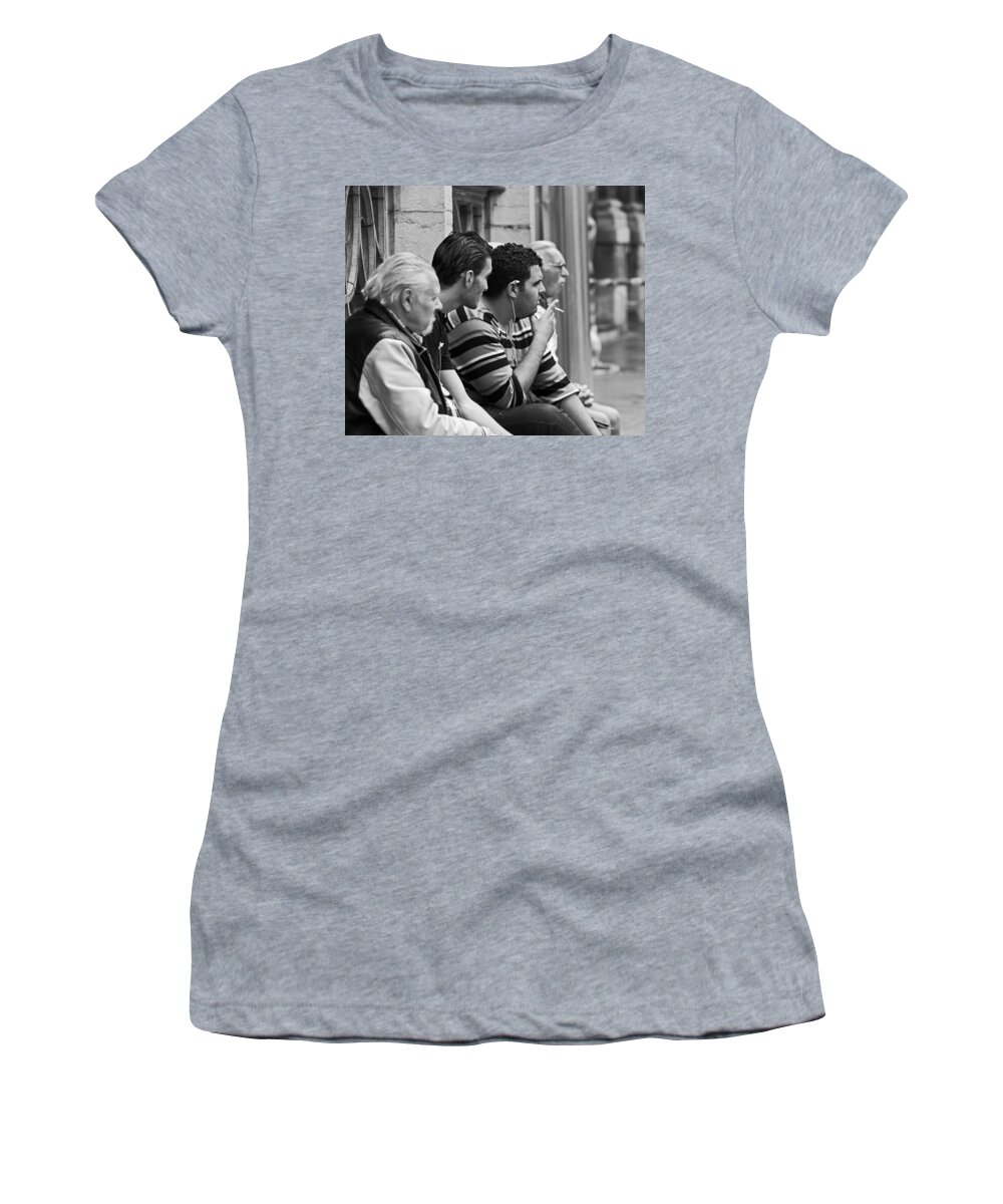 People Women's T-Shirt featuring the photograph People watching at Grand Place by David Freuthal