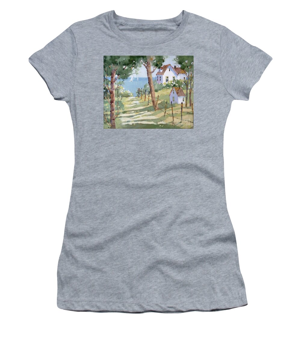 Nantucket Women's T-Shirt featuring the painting Perfectly Peaceful Nantucket by Joyce Hicks