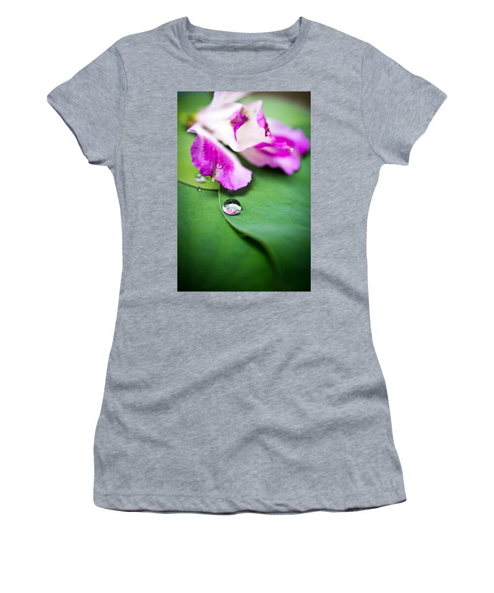 Floral Women's T-Shirt featuring the photograph Peruvian Lily Raindrop by Priya Ghose
