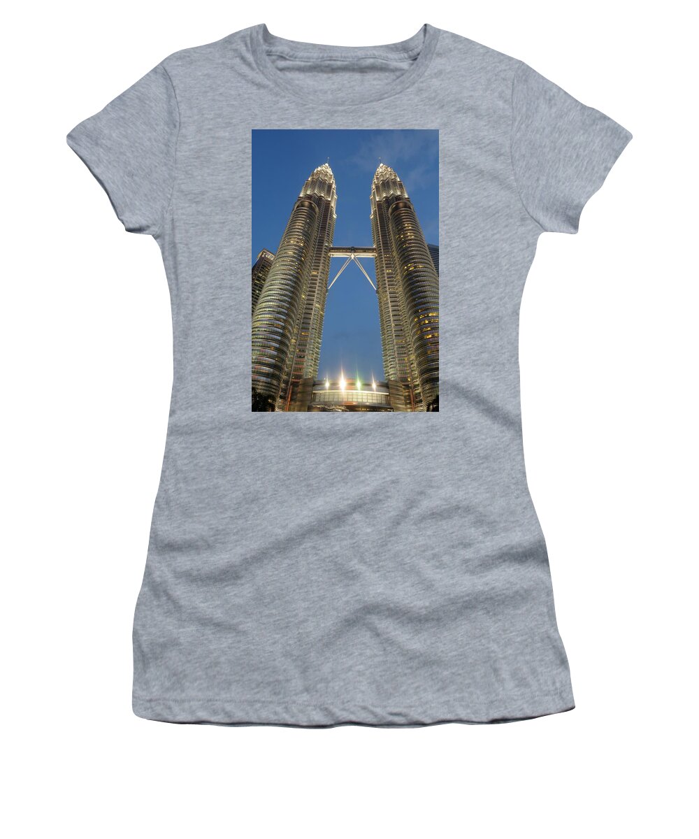 Petronas Women's T-Shirt featuring the photograph Petronas Towers at night by Jeremy Voisey