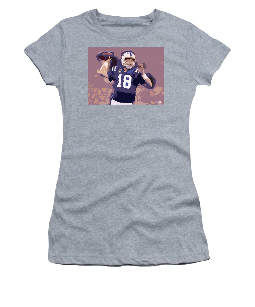 Peyton Manning Women's T-Shirt featuring the photograph Peyton Manning Abstract Number 2 by George Pedro