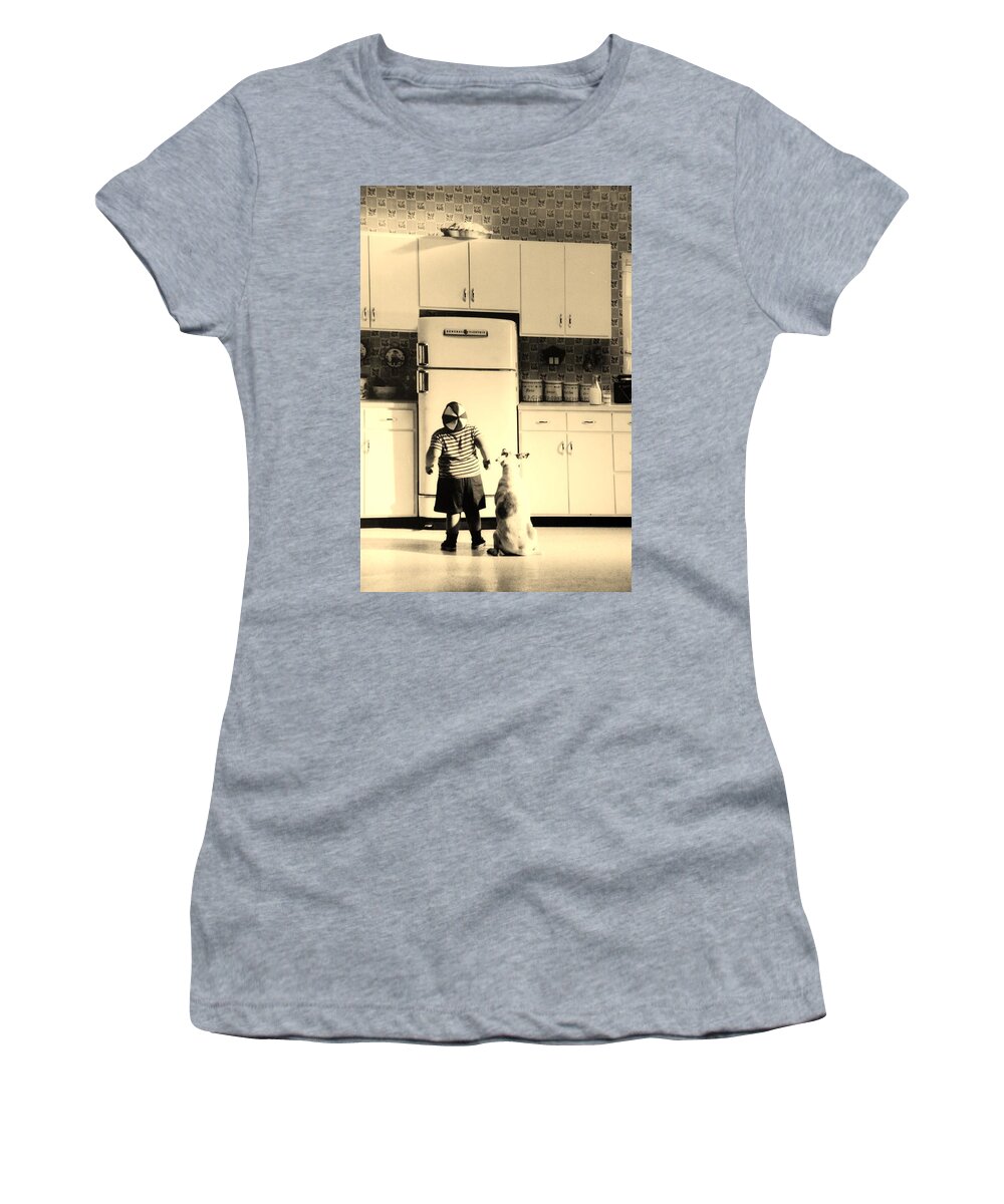 Pie Women's T-Shirt featuring the photograph PIE IN THE SKY in SEPIA by Rob Hans