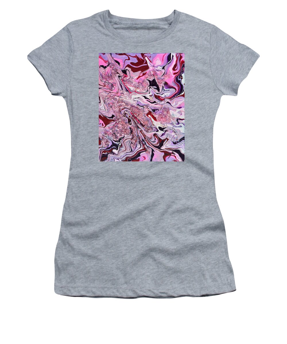 Pink Women's T-Shirt featuring the mixed media Pink Agate by Donna Blackhall