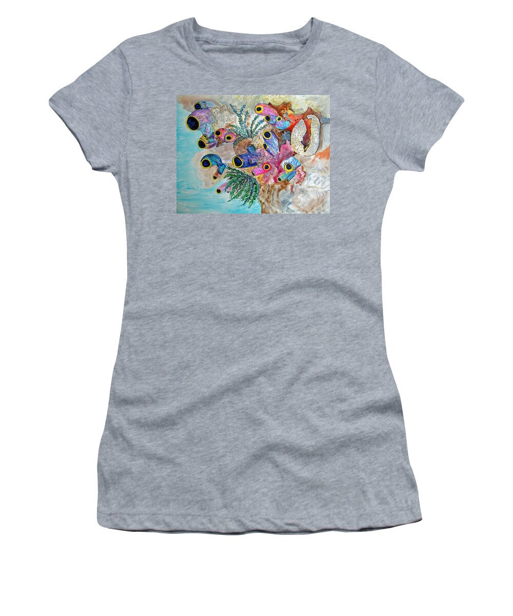 Komodo Island Women's T-Shirt featuring the painting Pink Beach Sea Squirts by Patricia Beebe