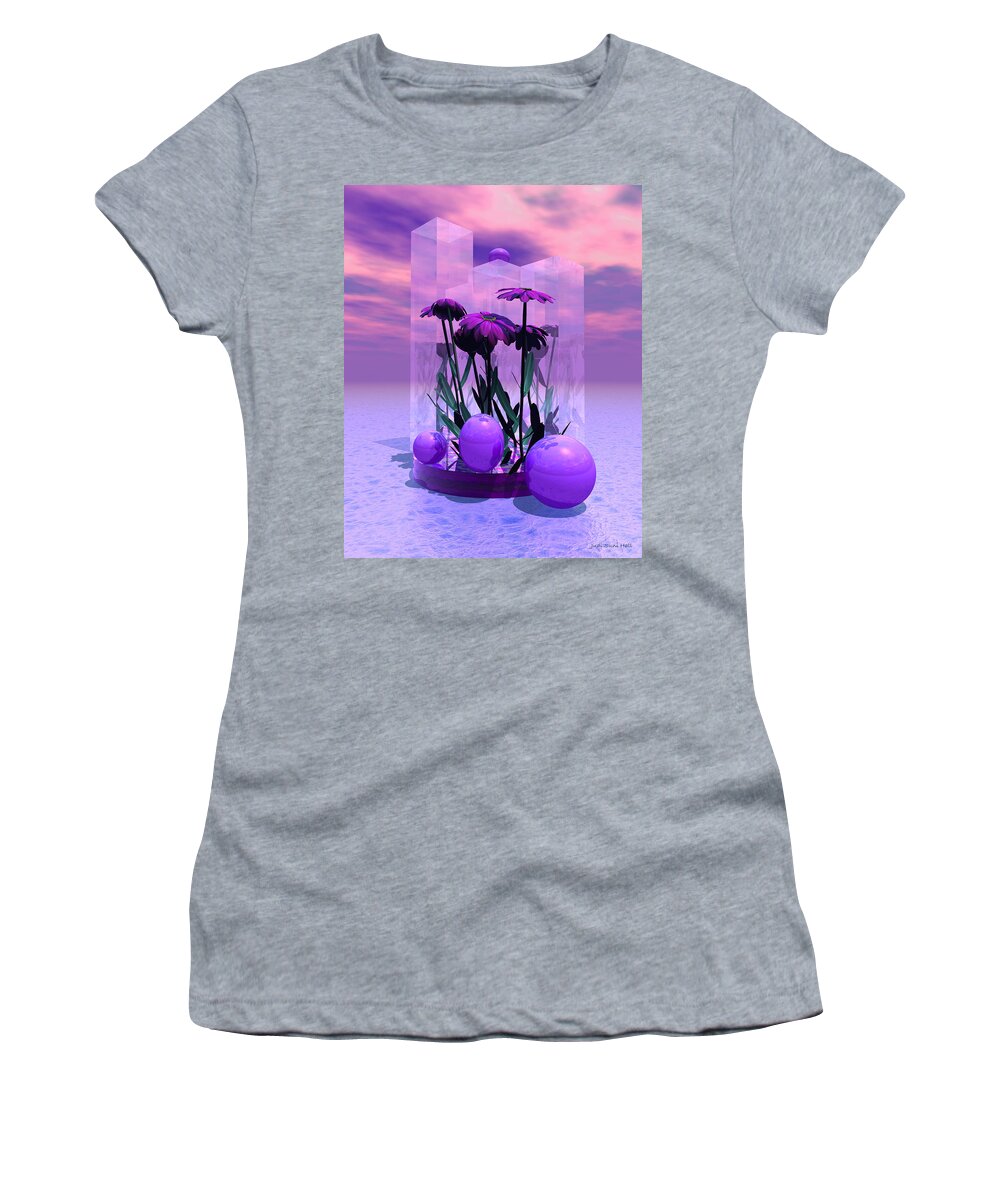 Daisies Women's T-Shirt featuring the digital art Pink Daisies by Judi Suni Hall