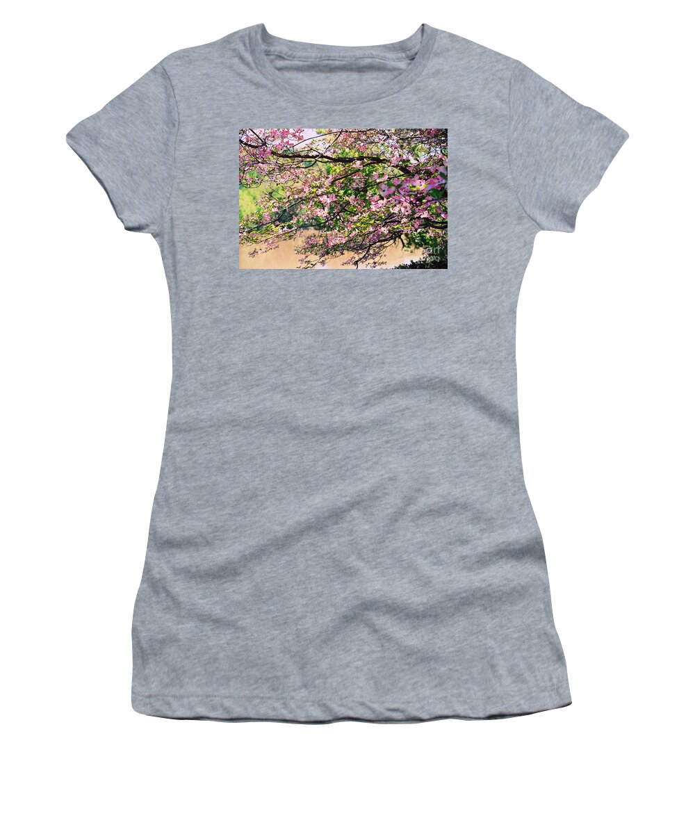 Pink Dogwood Tree Women's T-Shirt featuring the photograph Pink Dogwood I by Anita Lewis