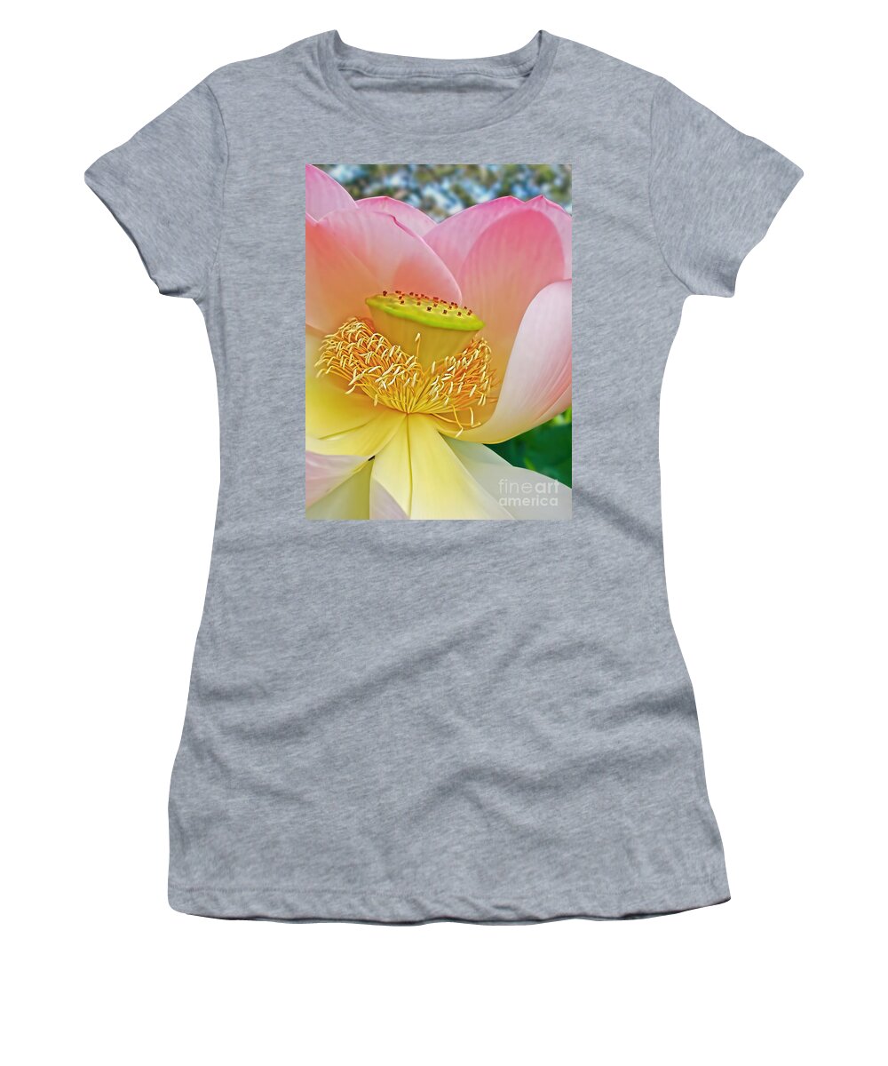 Photography Women's T-Shirt featuring the photograph Pink Lotus Lily by Kaye Menner