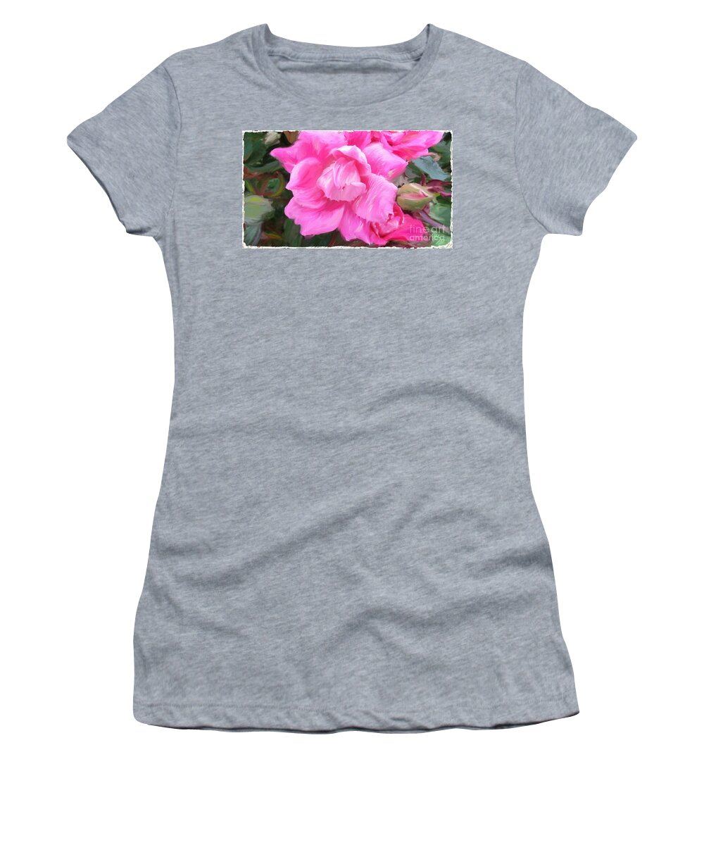 Peggy Franz Photography Women's T-Shirt featuring the photograph Pink Rose Painting by Peggy Franz