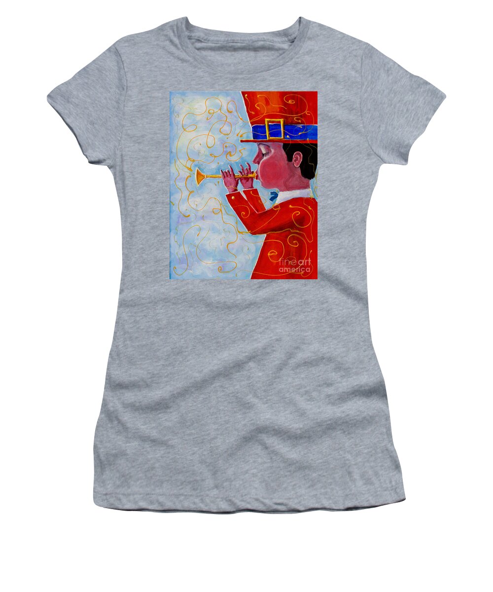 Acrylic On Canvas Women's T-Shirt featuring the painting Playing for the clouds by Maxim Komissarchik