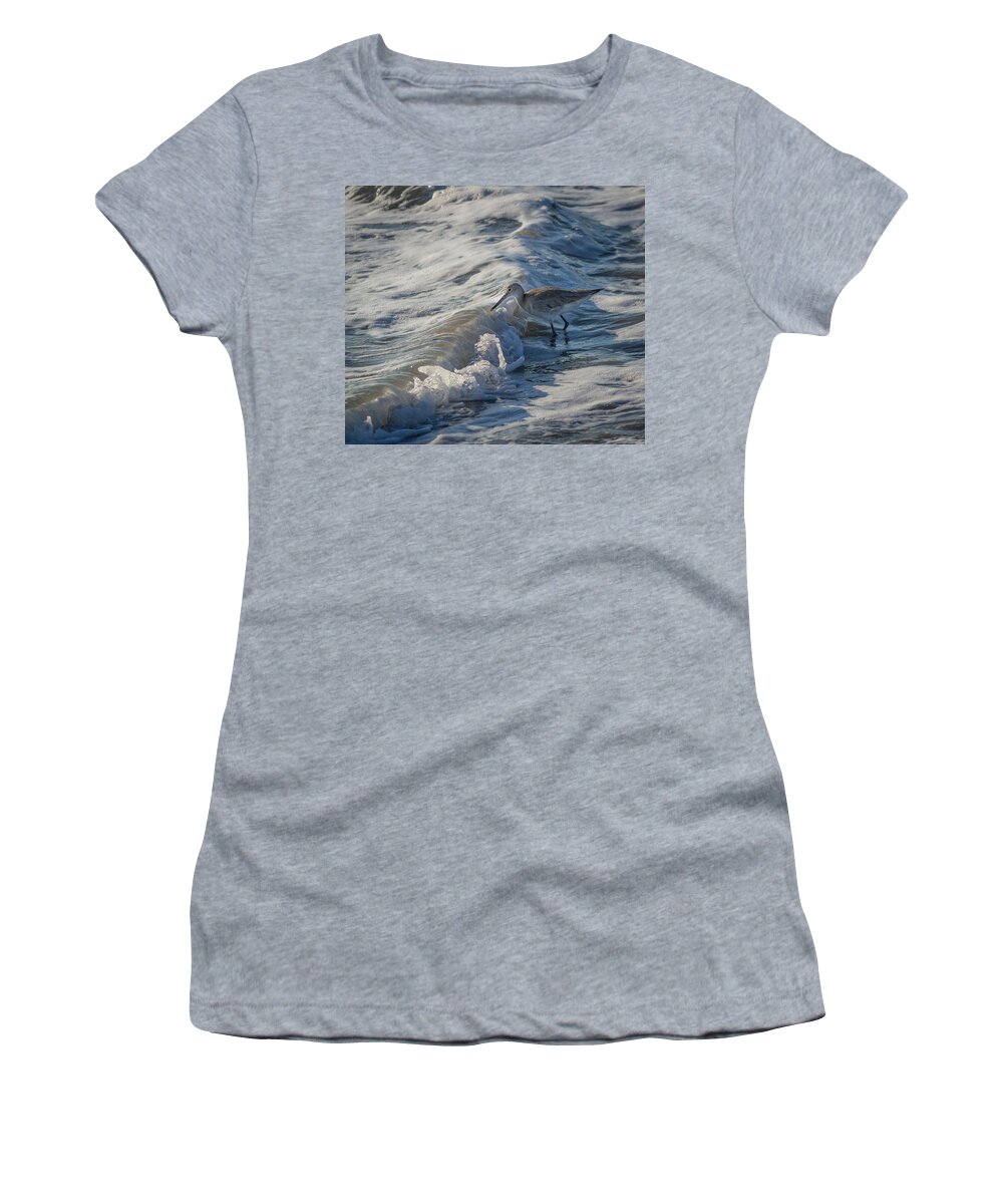 Florida Women's T-Shirt featuring the photograph Playing in the waves by Jane Luxton