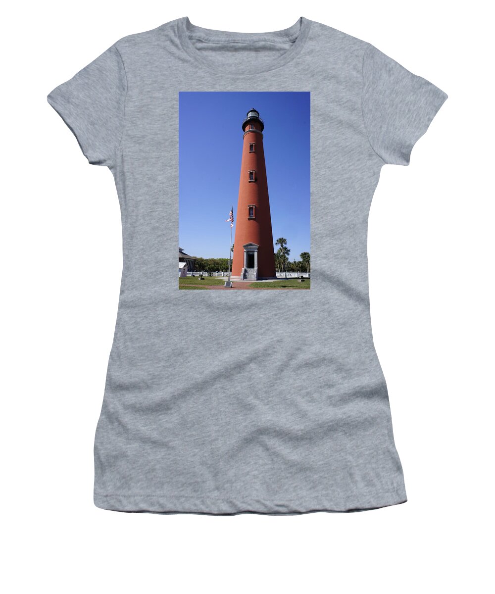 Ponce Inlet Lighthouse Women's T-Shirt featuring the photograph Ponce Inlet Lighthouse by Laurie Perry