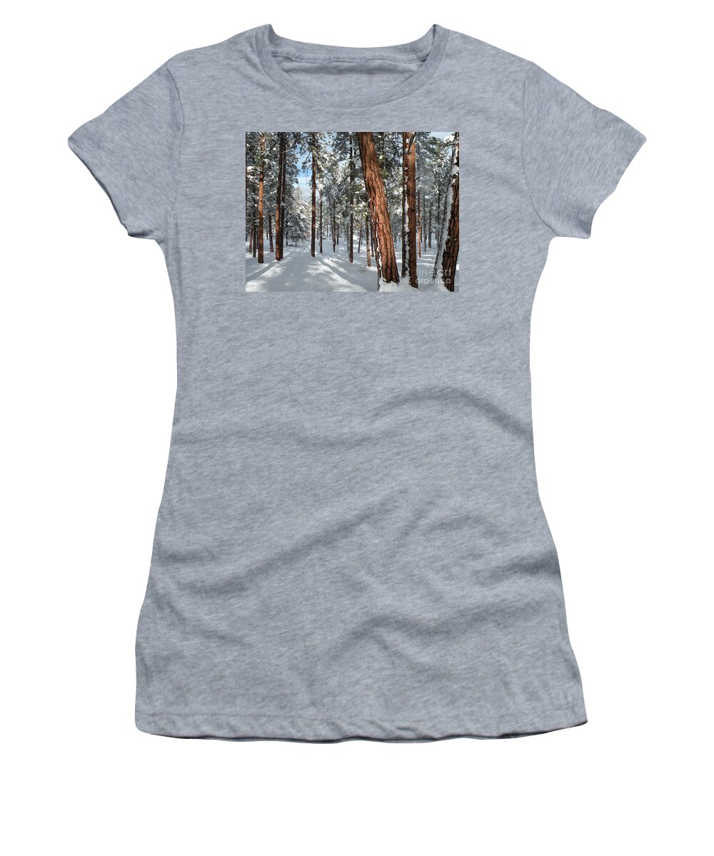 Ponderosa Women's T-Shirt featuring the photograph Ponderosa Winter by Jennifer Lake