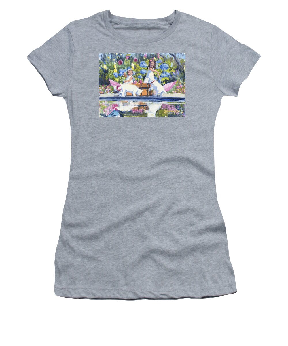 Dogs Women's T-Shirt featuring the painting Poolside Tea I by Candace Lovely