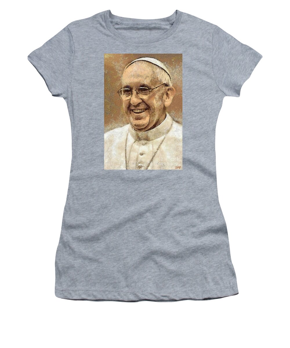 Pope Women's T-Shirt featuring the painting Pope Francis by Dragica Micki Fortuna