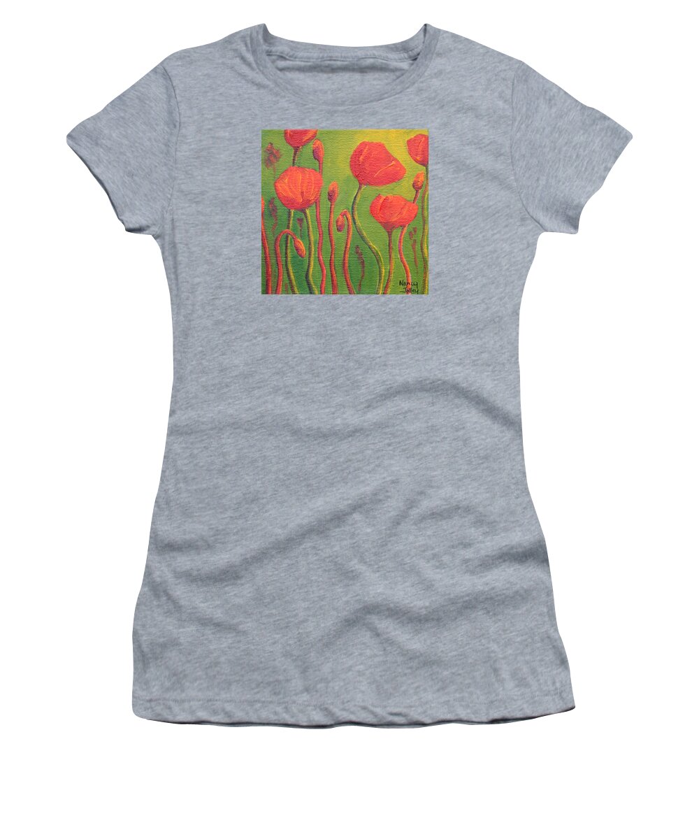 Poppy Women's T-Shirt featuring the painting Poppy Field by Nancy Jolley