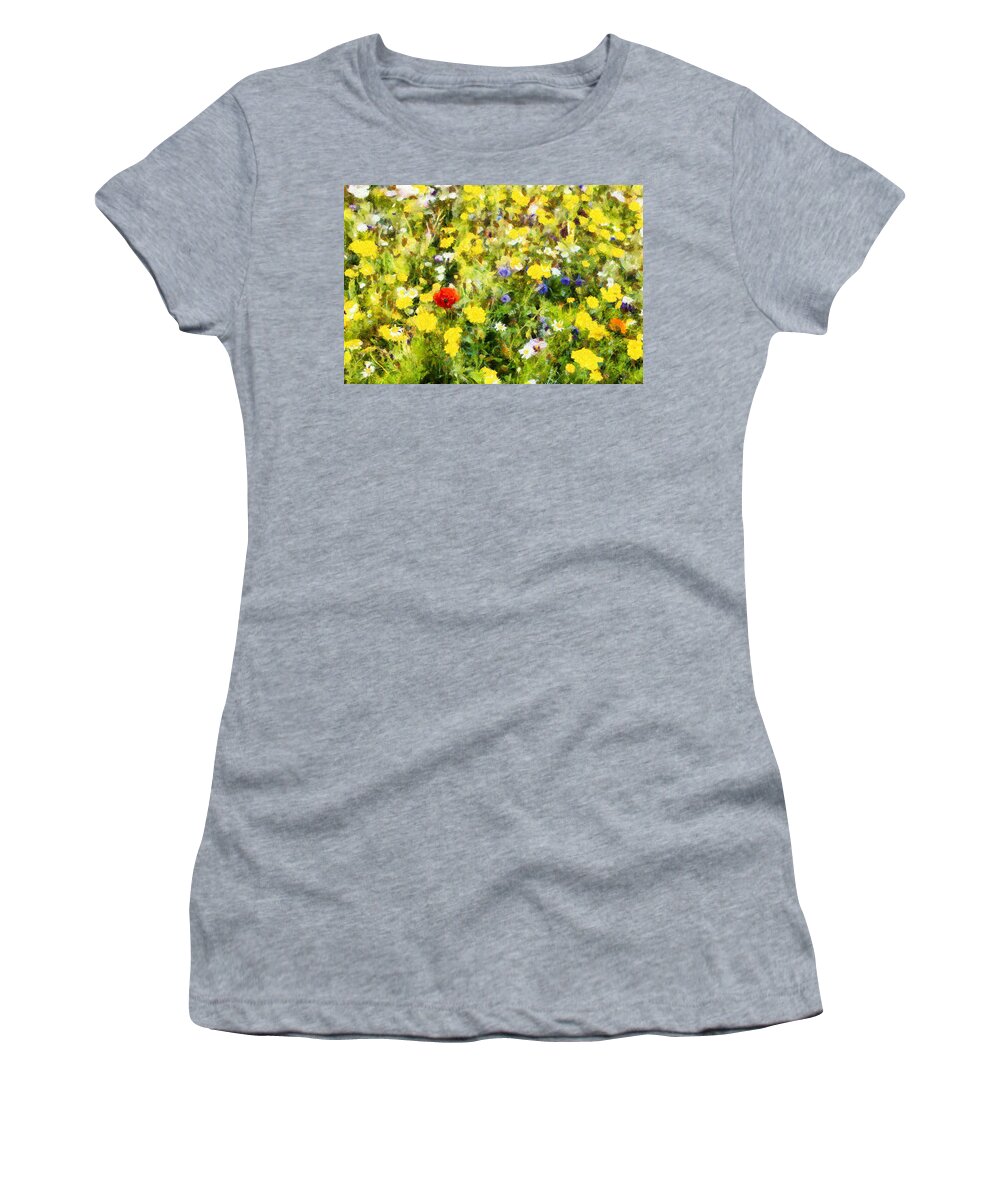 Poppy Women's T-Shirt featuring the photograph Poppy in wildflowers by Nigel R Bell