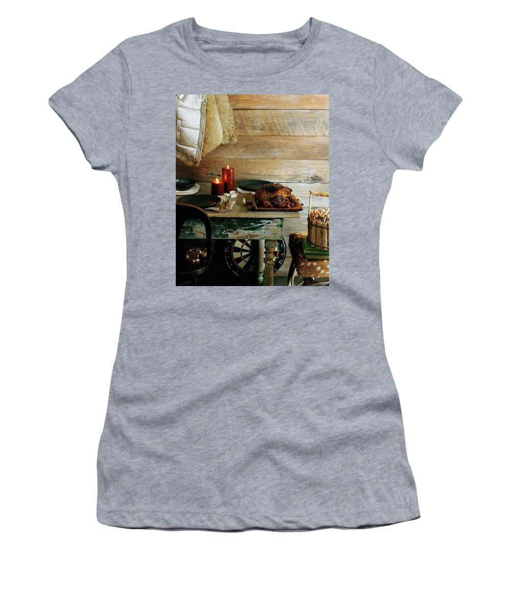 Cooking Women's T-Shirt featuring the photograph Pork With Candles by Romulo Yanes
