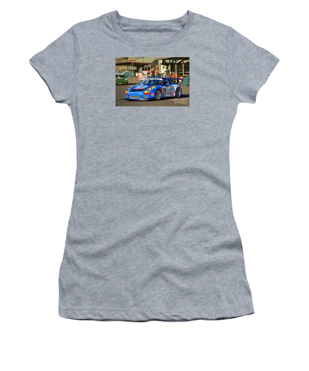 Porsche Women's T-Shirt featuring the photograph Porsche in the Pits by Stuart Row