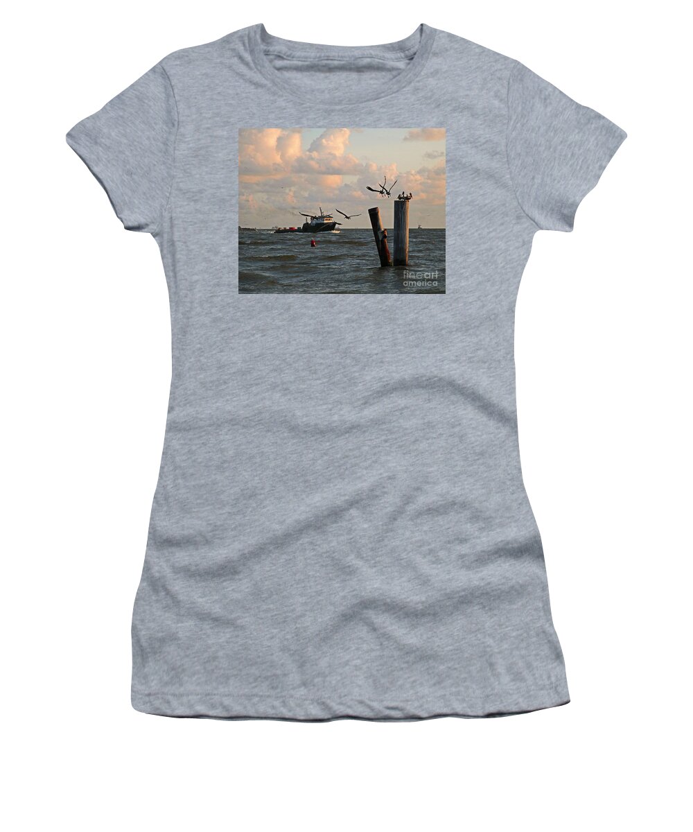 Boat Photo Women's T-Shirt featuring the photograph Boat in Port Fourchon Louisiana by Luana K Perez