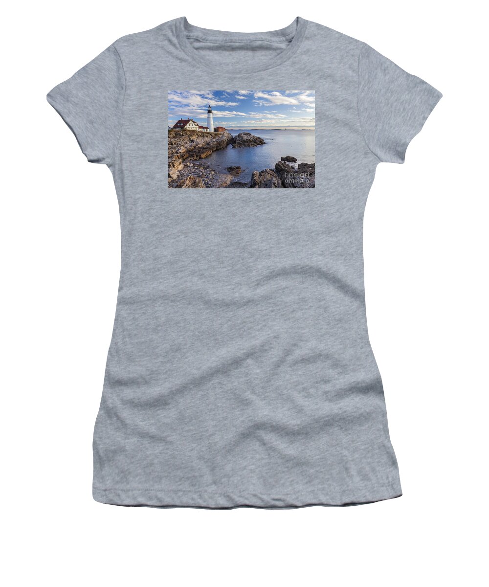 Cape Elizabeth Women's T-Shirt featuring the photograph Portland Head Light lighthouse Maine by Ken Brown