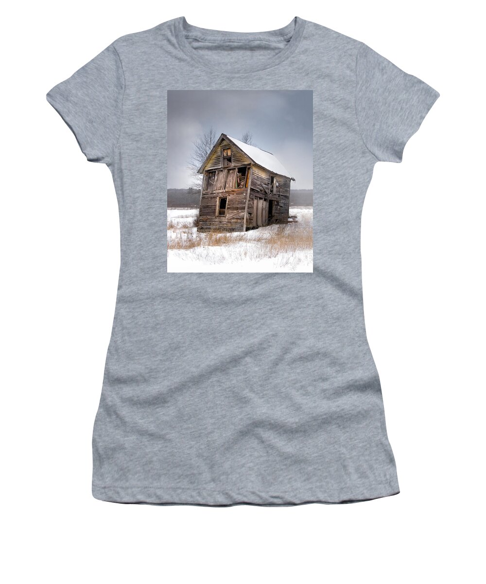 Abandoned Buildings Women's T-Shirt featuring the photograph Portrait of an Old Shack - Agriculural buildings and barns by Gary Heller