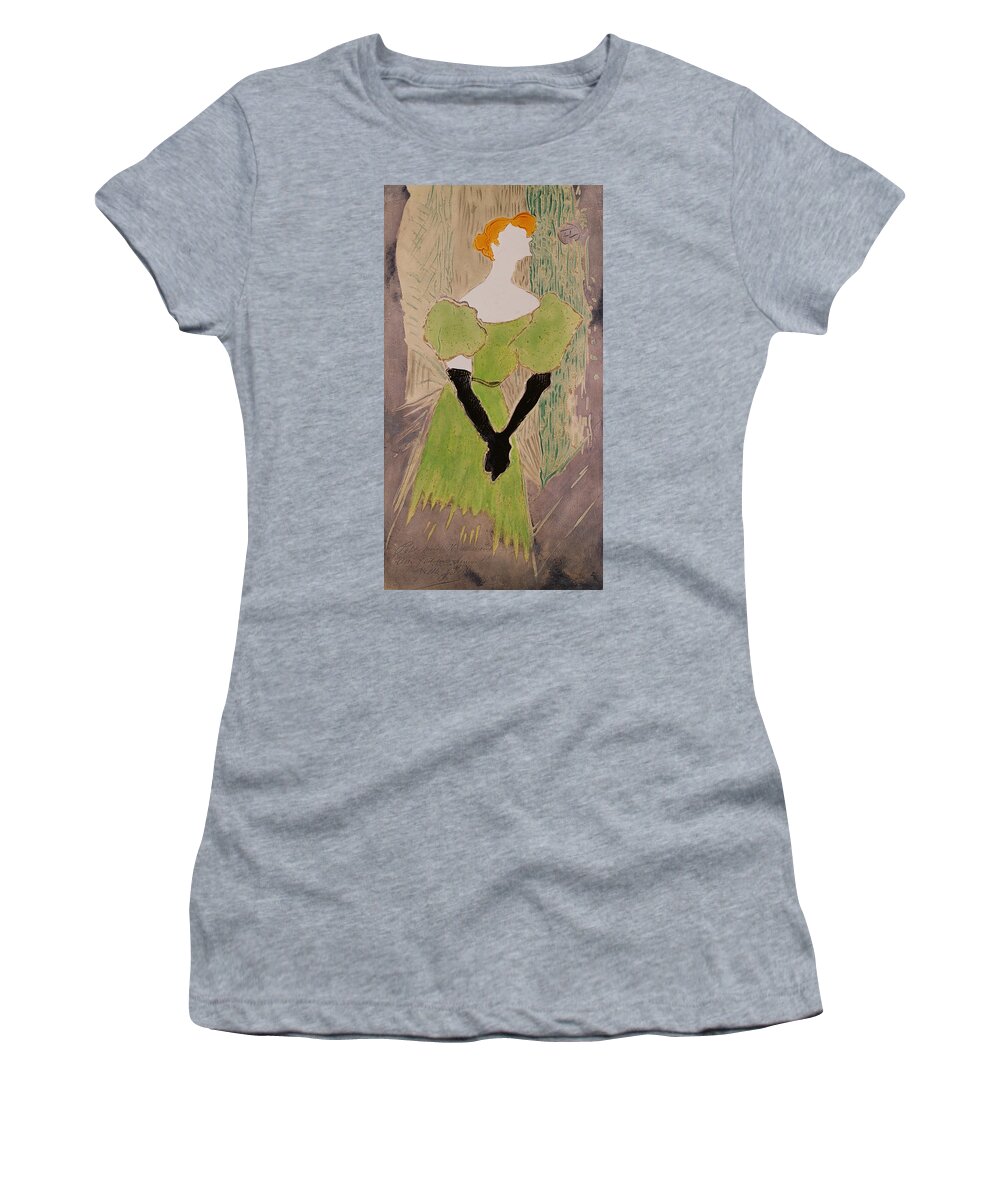 Female Women's T-Shirt featuring the painting Portrait Of Yvette Guilbert by Henri de Toulouse-Lautrec