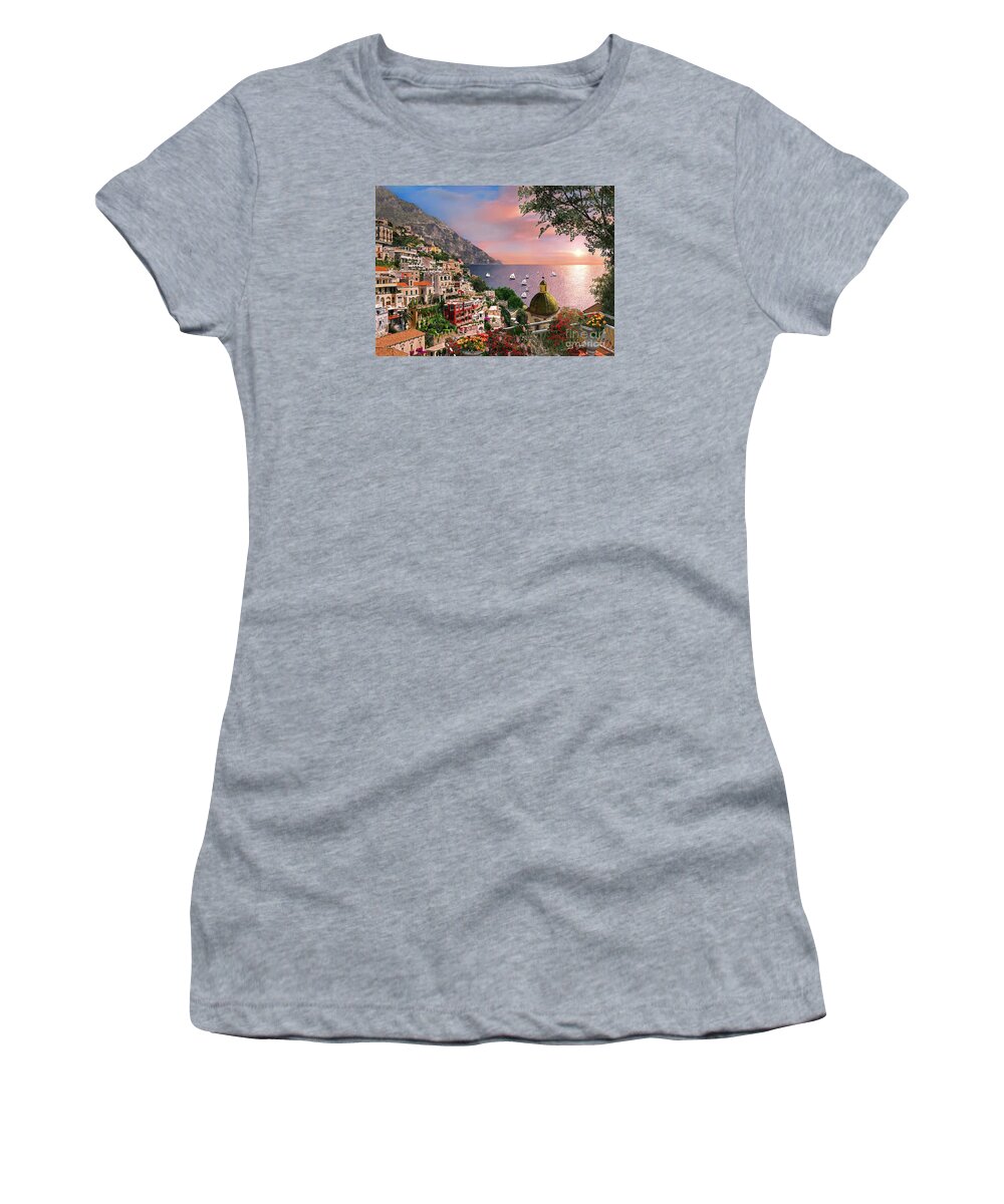 Positano Women's T-Shirt featuring the digital art Positano by MGL Meiklejohn Graphics Licensing