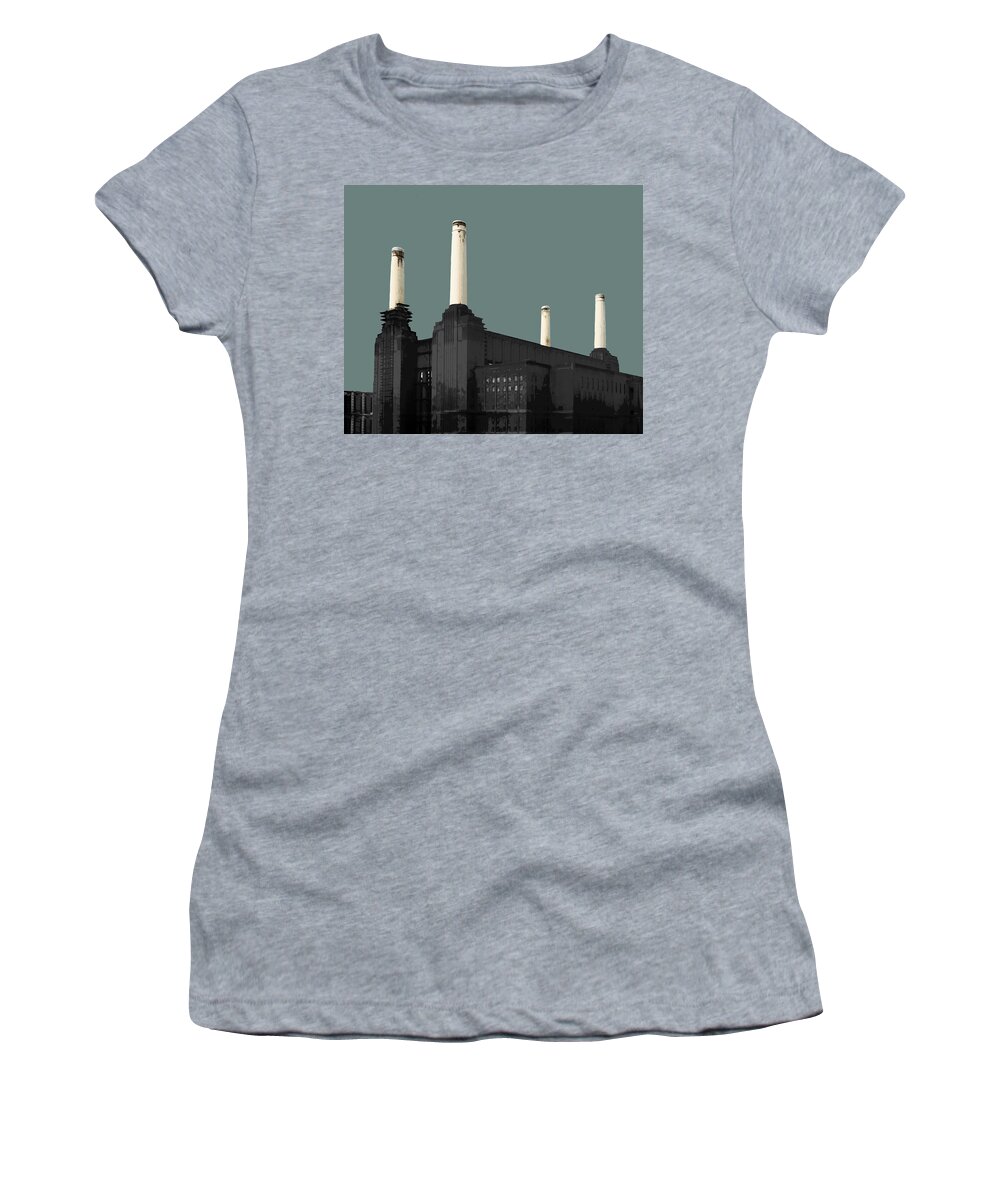 Battersea Women's T-Shirt featuring the mixed media Power - Blue GREY #2 by BFA Prints