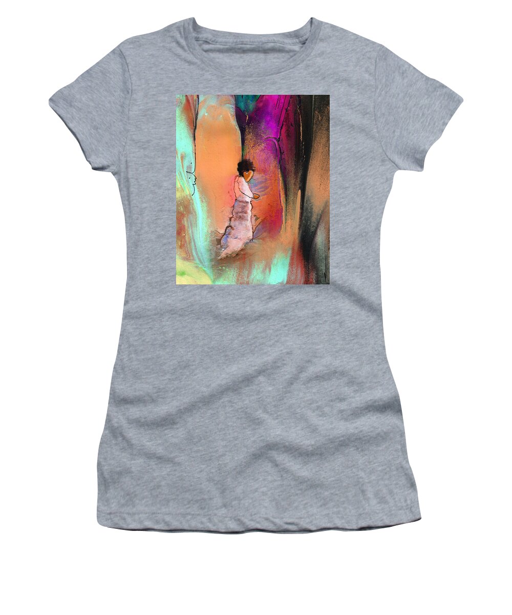 Religion Women's T-Shirt featuring the painting Prayer Of A Child 02 by Miki De Goodaboom