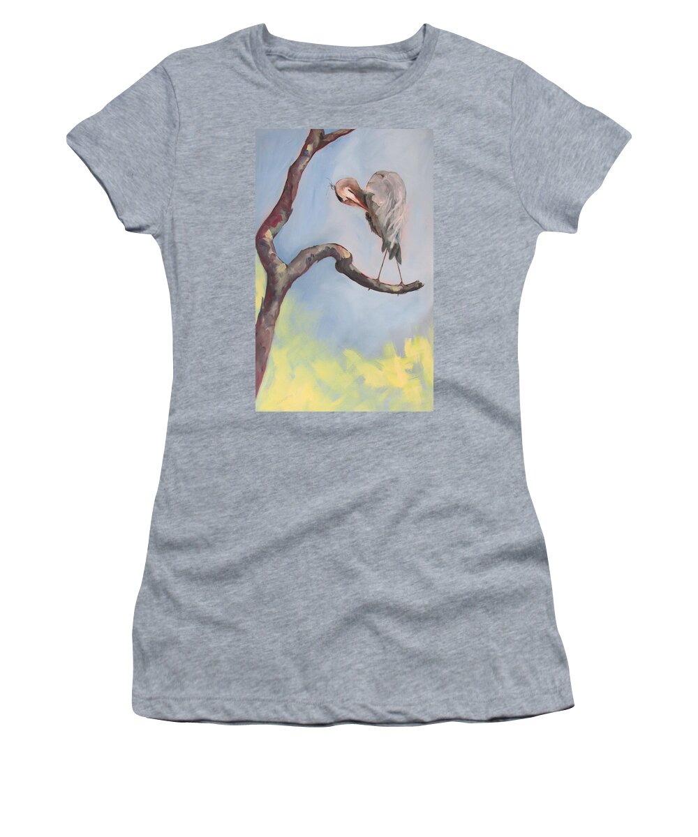 Heron Women's T-Shirt featuring the painting Preening by Susan Richardson