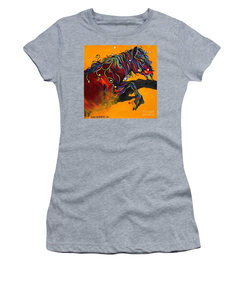 Horse Women's T-Shirt featuring the painting Prelude to a Dance by Alison Caltrider