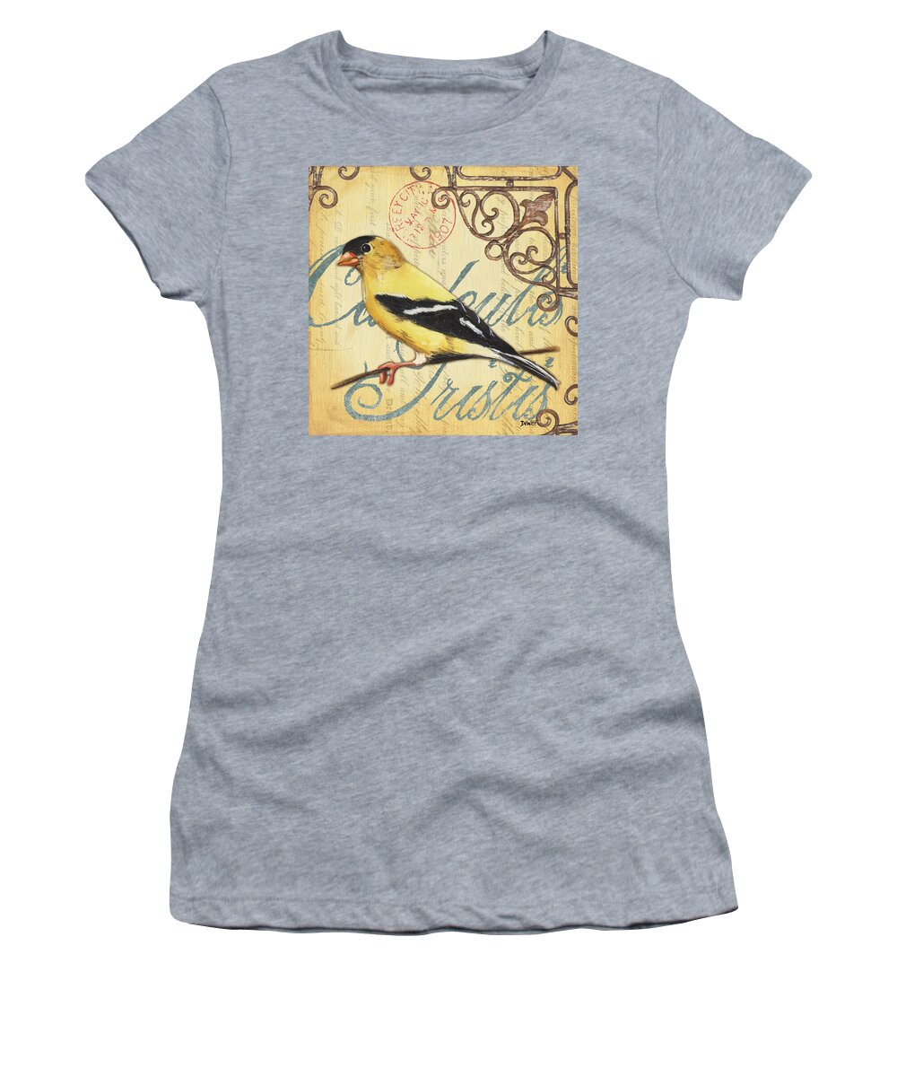 Goldfinch Women's T-Shirt featuring the painting Pretty Bird 3 by Debbie DeWitt