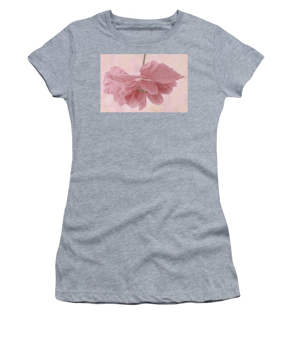 Poppy Women's T-Shirt featuring the photograph Pretty Pink Poppy Macro by Sandra Foster