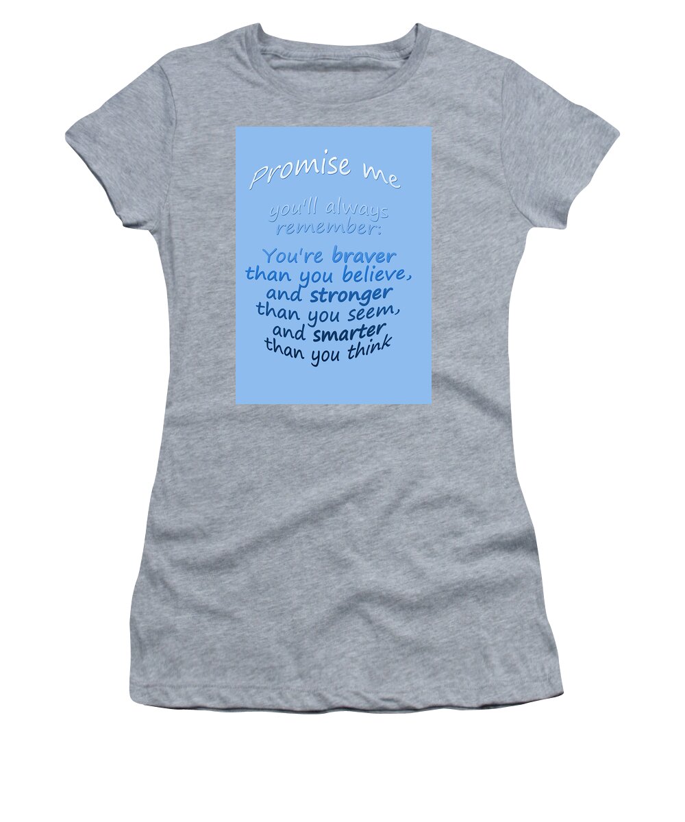 Winnie The Pooh Women's T-Shirt featuring the digital art Promise me - Winnie the Pooh - Blue by Georgia Clare