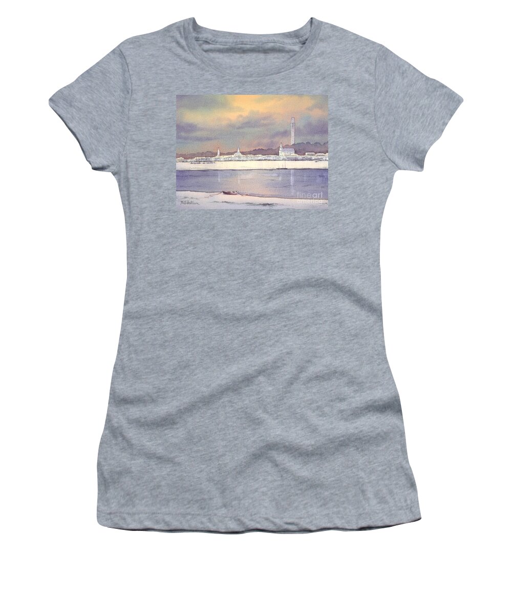 Provincetown Women's T-Shirt featuring the painting Provincetown Evening Lights by Bill Holkham
