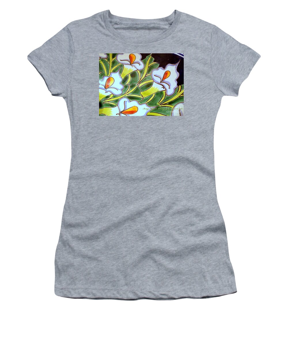 Lily Art In Mexico Women's T-Shirt featuring the digital art Calla Lillies Splashed by Pamela Smale Williams