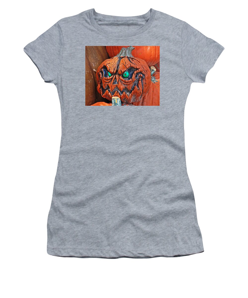 Pumpkin Women's T-Shirt featuring the photograph Pumpkin Face by Aimee L Maher ALM GALLERY