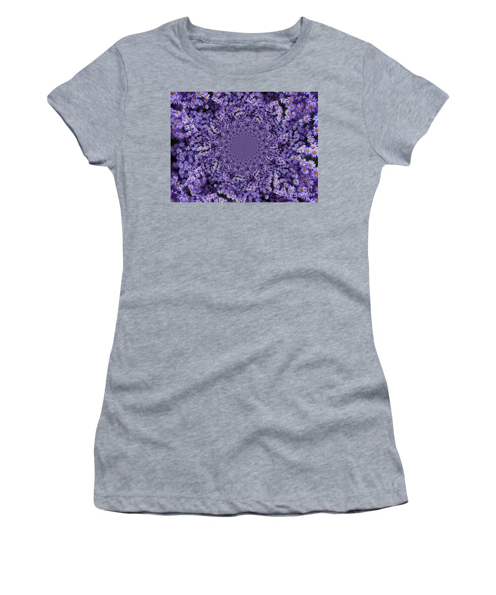 Kaleidoscope Women's T-Shirt featuring the photograph Purple Flowers Kaleidoscope by Carol Groenen