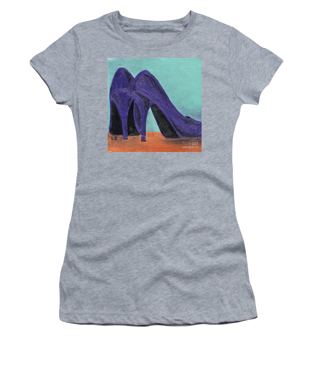 Purple Women's T-Shirt featuring the painting Purple Shoes by Laurel Best