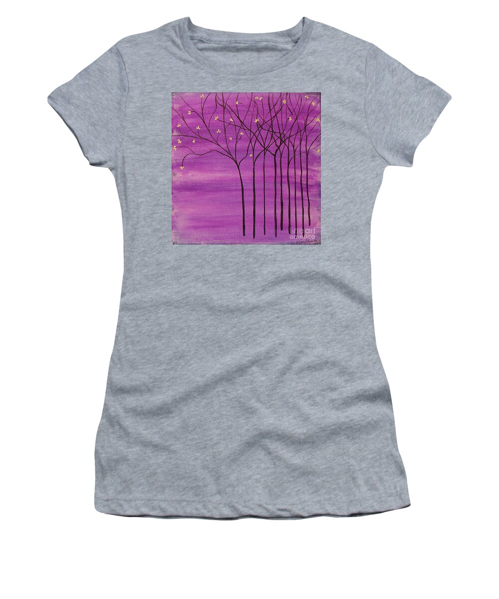 Trees Women's T-Shirt featuring the painting Purple Spring by Lee Owenby