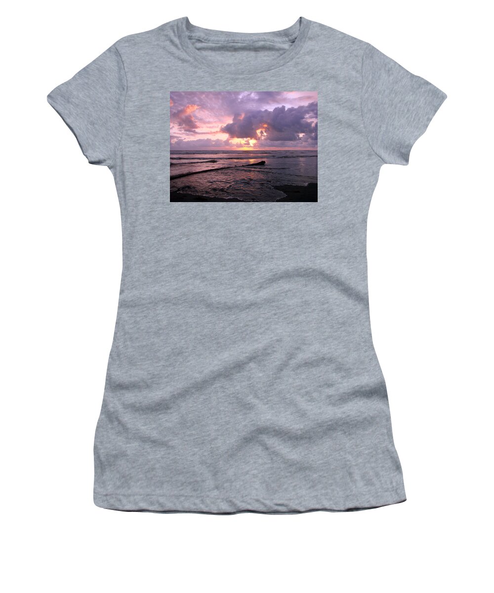 Sunset Women's T-Shirt featuring the photograph Purple Pink Sunset by Athena Mckinzie
