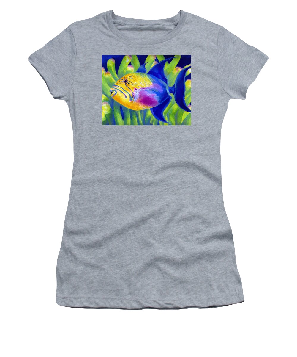 Underwater Women's T-Shirt featuring the painting Queen Triggerfish by Stephen Anderson