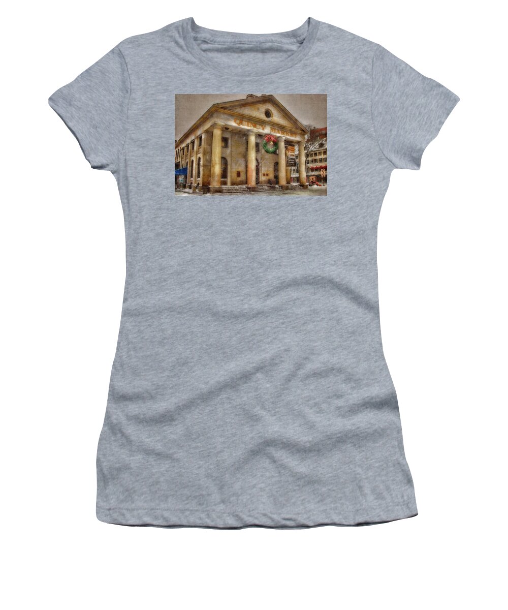 Boston Women's T-Shirt featuring the photograph Quincy Market Snow 2 by Joann Vitali