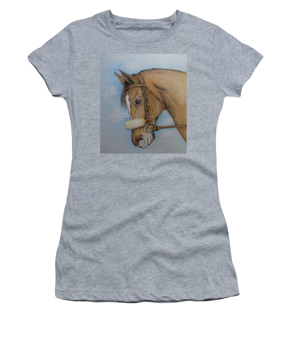 Horse Women's T-Shirt featuring the drawing Zenyatta by Catherine Howley
