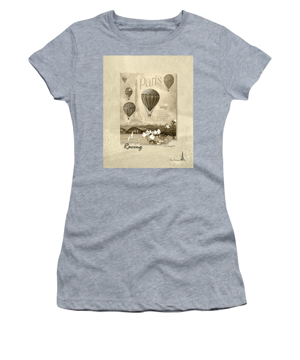 Paris Tennessee Women's T-Shirt featuring the mixed media Racing in Sepia by Lee Owenby