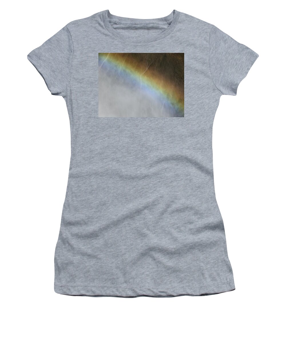 Yellowstone National Park Women's T-Shirt featuring the photograph Rainbow Over the Falls by Laurel Powell
